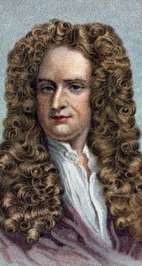 Portrét Sira Isaaca Newtona 1642-1727, anglického fyzika a matematika - Ze série “” Leaders of Men” - Chromolitografie - Anglická škola, 20. století - od English School