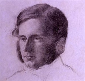 Portrét gentlemana, kolem roku 1840 (černá křída na papíře) od English School