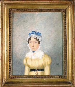 Portrét dámy se zlatým medailonem, 1823 (kvaš a wc na papíře) od English School