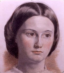 Portrét tváře mladé dámy, kolem roku 1840 (barevné křídy na papíře) od English School