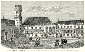 Učení portugalštiny. - Univerzita v Coimbre (rytina) od English School
