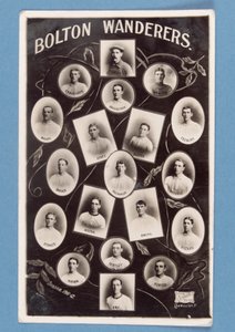 Pohlednice hráčů Bolton Wanderers FC, sezóna 1911-12 (bw litho) od English School