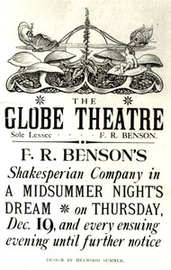 Reklamní plakát „Sen noci svatojánské“ od Williama Shakespeara (1564-1616) v podání Shakespearean Company F. R. Bensona v divadle Globe, kolem roku 1890 (tisk)