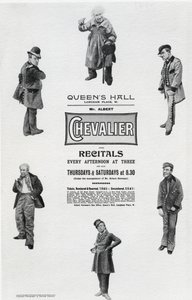 Plakát inzerující recitál Alberta Chevaliera v Queen