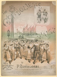 Plakát k The Gondoliers Waltz od P Bucalossiho ve vysílání opery W. S. Gilberta a Arthura Sullivanse