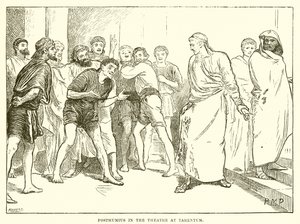 Posthumius v divadle v Tarentu od English School