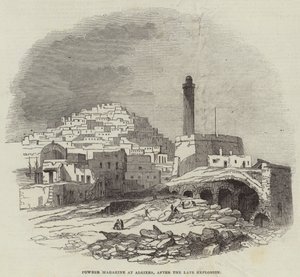 Powder Magazine v Alžíru, po pozdní explozi (rytina) od English School