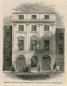 Prostory obsazené Architectural Societies of London, Conduit Street, Londýn od English School