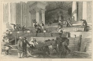 Přípravy v katedrále St Pauls na pohřeb vévody od English School