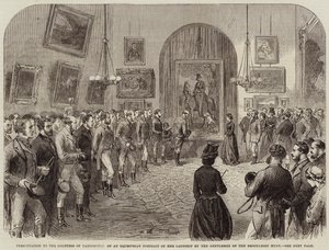 Prezentace jezdeckého portrétu její paní hraběnce z Yarborough od pánů z Brocklesby Hunt od English School