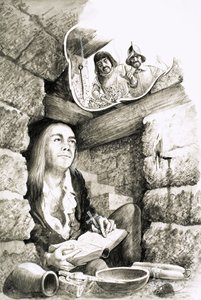Kněžské díry vytvořené za vlády protestantské královny Alžběty I od English School