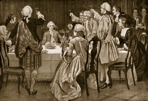 Princ Charles Edward v Holyroodu, ilustrace z knihy Hutchinsons Story of the British Nation, cca 1923 od English School