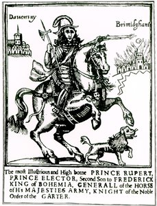 Princ Rupert na koni (rytina) (černobílá fotografie) od English School