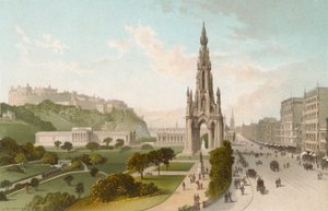 Princes Street Edinburgh. Pohled na západ od English School