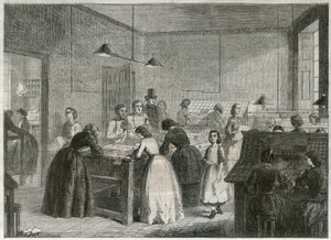 Tiskárna (Victoria Press) v Great Coram Street, pro zaměstnávání žen jako sazeček od English School