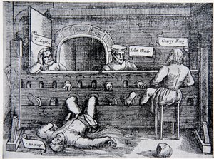 Vězni v lollardské věži, ze Skutků a památek Johna Foxe (1516-87), 1563, ilustrace z Dějin národa. od English School