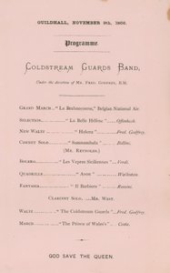 Program pro banket v Guildhall, Londýn, dne 9. listopadu 1866 od English School