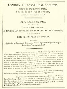 Program Coleridgeových přednášek z roku 1808 od English School
