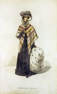 Promenádní šaty, módní talíř z Ackermann