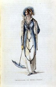Promenádní nebo operní šaty, módní talíř z Ackermann