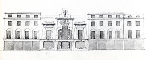 Návrh na egyptský sál, Picadilly, 1810 (inkoust na papíře) od English School