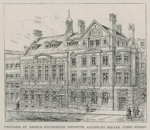Navrhovaný institut nadace St Brides Foundation, Salisbury Square, Fleet Street od English School