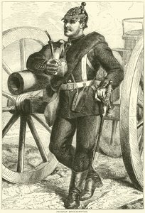 Pruský dělostřelec, říjen 1870 od English School