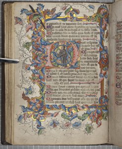 Žaltář s kalendářem použití Sarum, Fol 40 verso, cca 1425-75 (inkoust, barva a zlato na pergamenu) od English School