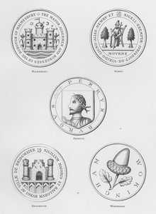 Veřejné zbraně: Malmesbury; Newry; Penrhyn; Bridgwater; Wokingham (rytina) od English School