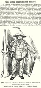 Punch cartoon: Nový oficiální kostým pro členy Royal Geographical Society (rytina) od English School