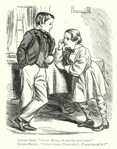 Punch cartoon: nedorozumění o gramatice (rytí) od English School