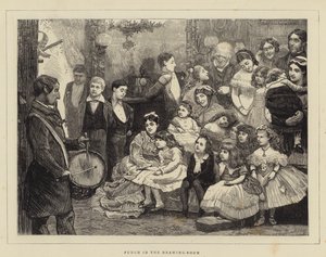 Punch v přijímacím pokoji (rytina) od English School