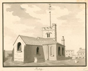 Putney Church, Londýn (wc na papíře) od English School