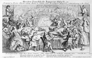 Odhaleno šarlatánství, aneb empirismus zobrazen: Věnováno doktoru Chironovi, Mistrovi na koni Achilleovi, a Aesculapiovi, mimořádnému lékaři mrtvých, 1748 od English School