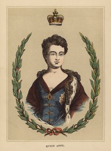 Královna Anna (kolorovaná rytina) od English School