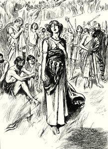 Královna Boadicea a její vojáci (litografie) od English School