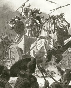 Královna Boadicea ve svém voze (litho) od English School