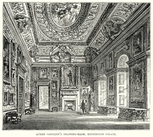 Kreslírna královny Karolíny, Kensingtonský palác (rytina) od English School