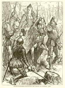 Královna Alžběta přezkoumává vojska v Tilbury, 1588 od English School