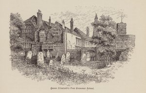 Svobodné gymnázium královny Alžběty (litografie) od English School