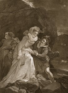 Královna Marie prchající z hradu Loch Leven, ilustrace z knihy Davida Humese The History of England, vyd. R. Bowyer, Londýn, 1812. od English School