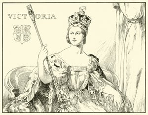 Queen Victoria (Po korunovačním portrétu od Sira George Haytera) (inkoust na papíře) od English School