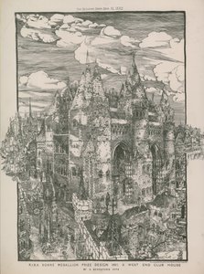 Návrh ceny RIBA Soane Medallion 1882 – klubový dům ve West Endu od A Beresford Pite od English School