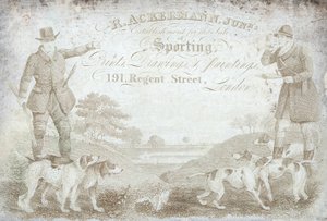 R Ackermann, junior, 191 Regent Street, obchodní karta od English School