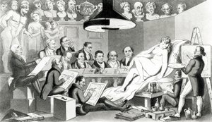 R. A.s of Genius uvažující o skutečné linii krásy v Life Academy Somerset House, publikoval Sherwood, Jones & Co., 1824 od English School
