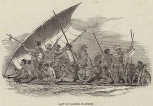 Raft of Gambier Islanders (rytina) od English School