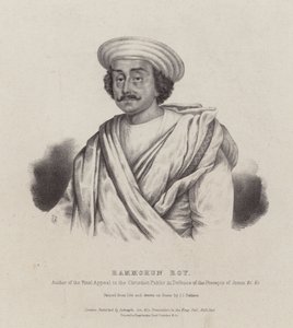 Ram Mohan Roy, indický filozof, reformátor a zakladatel hnutí Brahmo Sabha (litografie) od English School