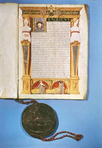 Ratifikace smlouvy z Ardres Jindřichem VIII. (1491-1547), 17. července 1546 od English School