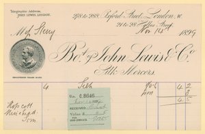 Potvrzení od John Lewis & Co., 14. listopadu 1896 od English School