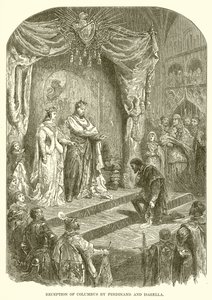 Přijetí Kolumba Ferdinandem a Isabellou od English School